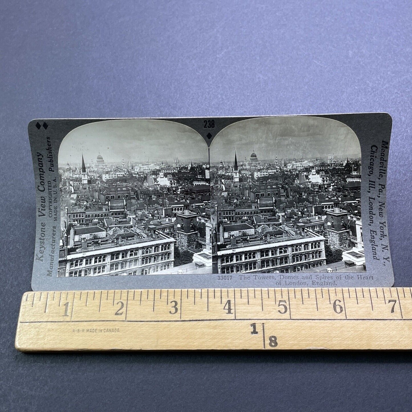 Antique 1920s London England Downtown Aerial View Stereoview Photo Card V2962