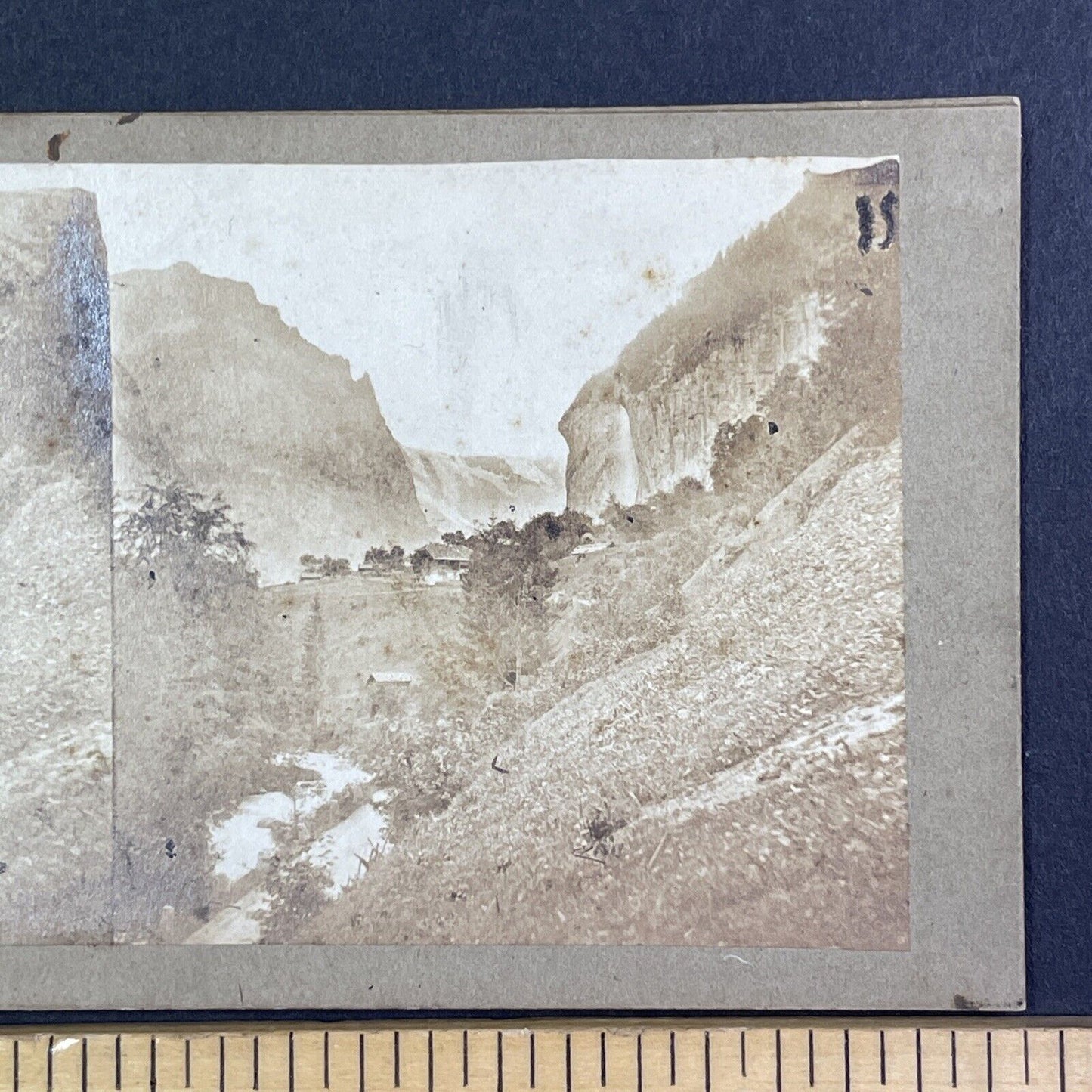 Lauterbrunnen Village Switzerland Stereoview Antique c1855 Y1116