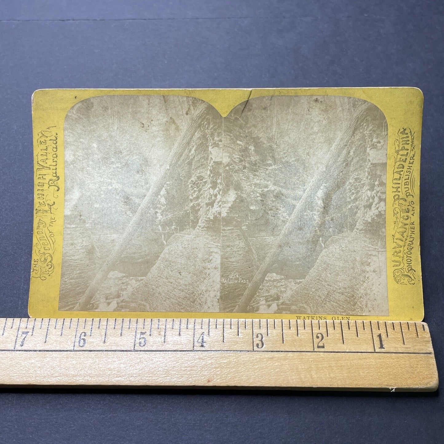 Antique 1860s Narrow Pass Watkins Glen New York Stereoview Photo Card P2307