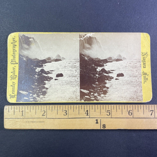 Niagara Falls Base of Waterfalls Stereoview Leander Baker c1870s Y2517