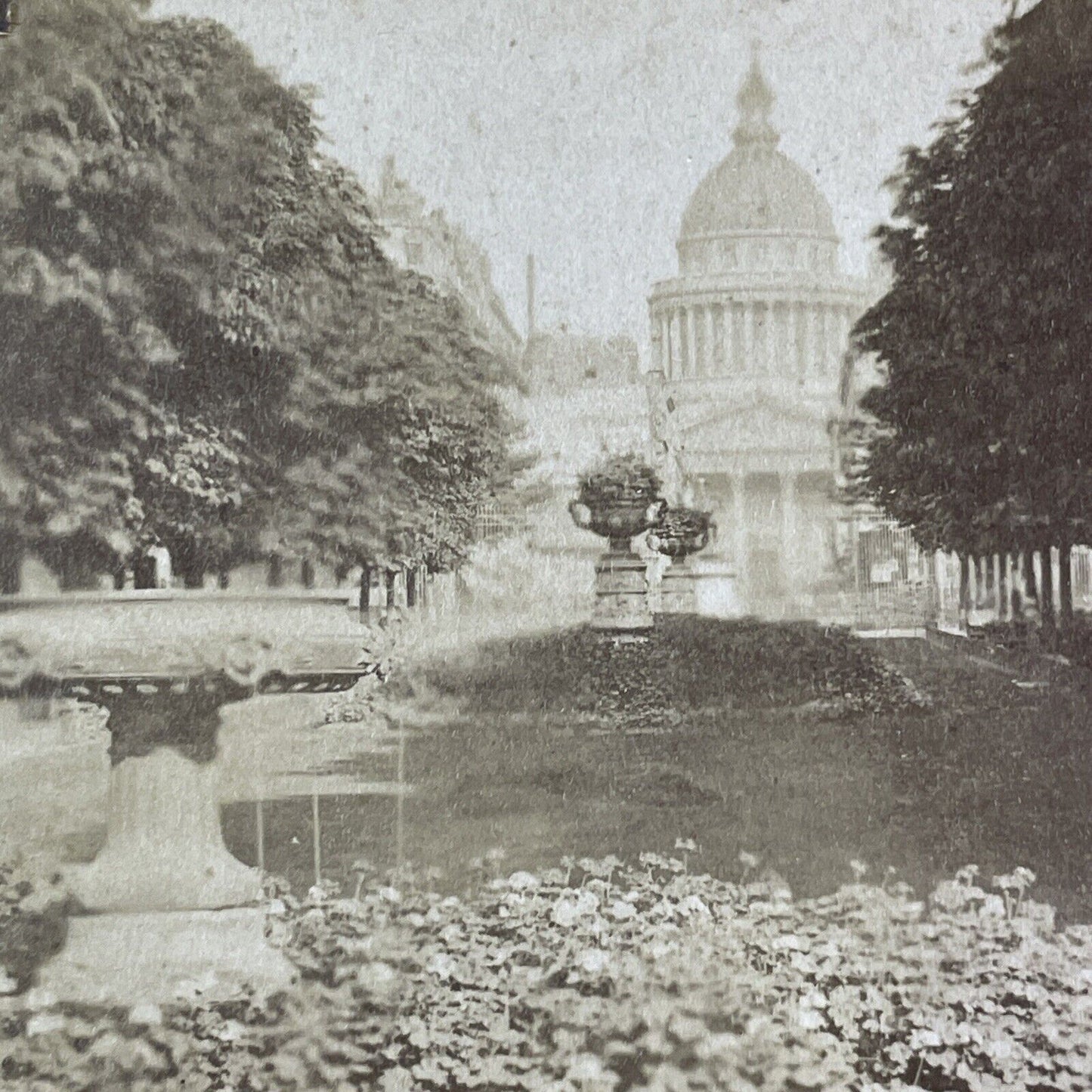 The Pantheon In Paris France Stereoview Garden View Antique c1875 X3190