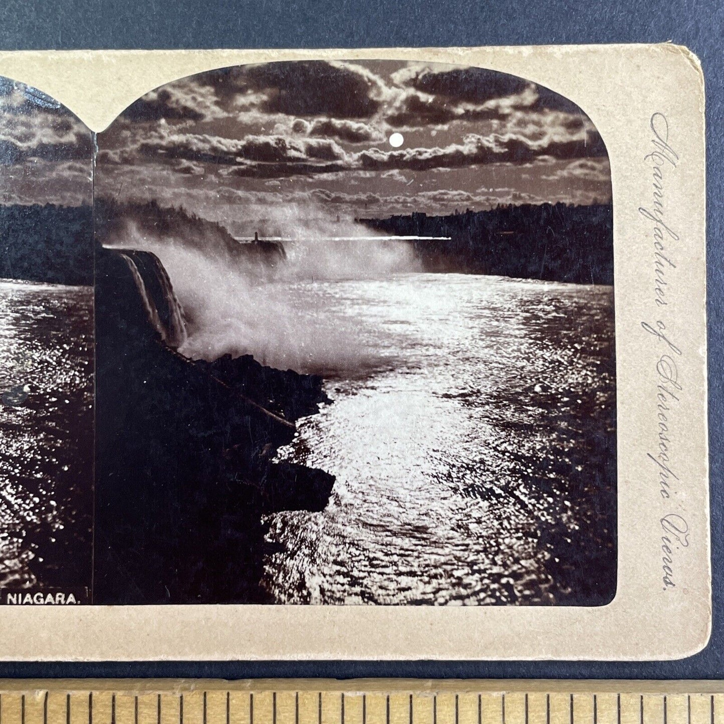 Niagara Falls Suspension Bridge View Stereoview Charles Bierstadt c1870s Y2238