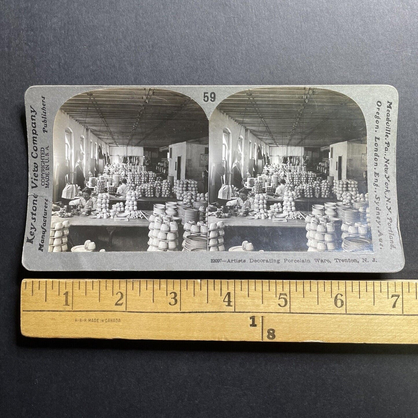 Antique 1918 Porcelain Painting Factory Trenton NJ Stereoview Photo Card P1723