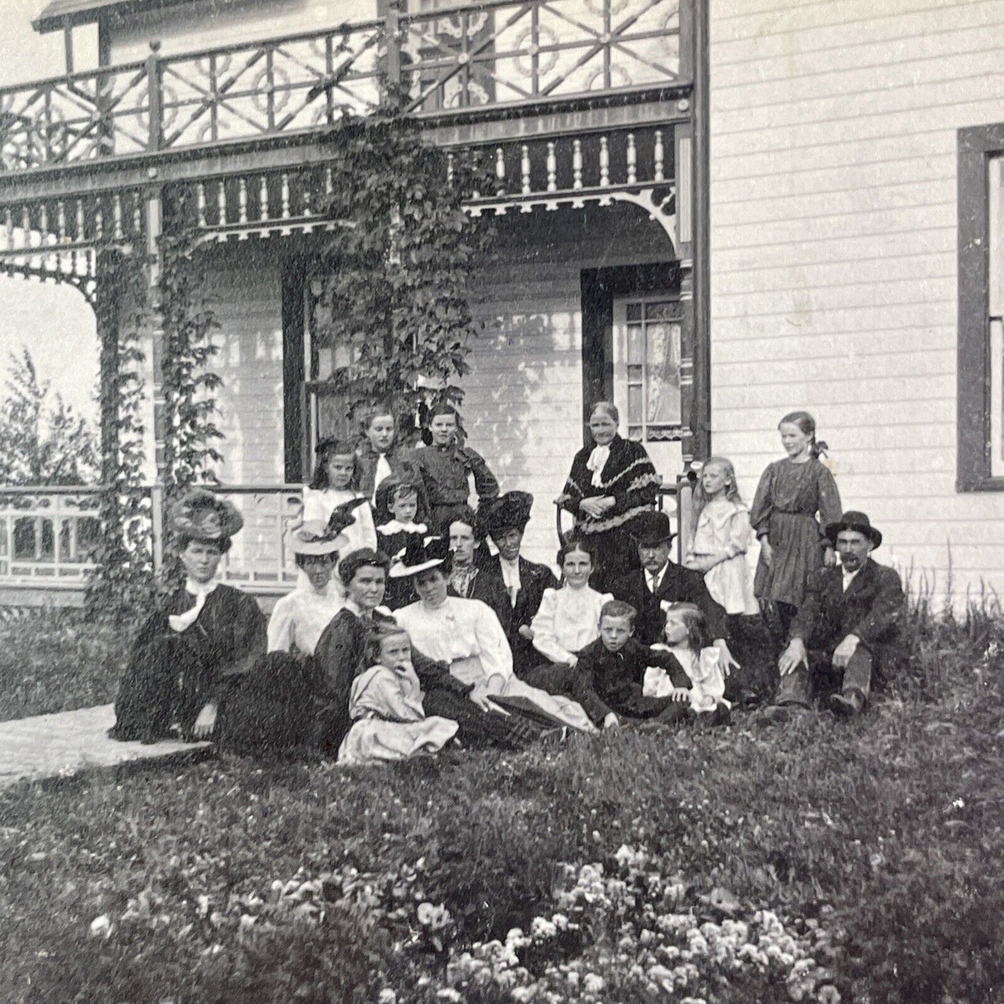 Lady Laura Borden Country House Photo Stereoview OOAK Antique c1908 Y2729