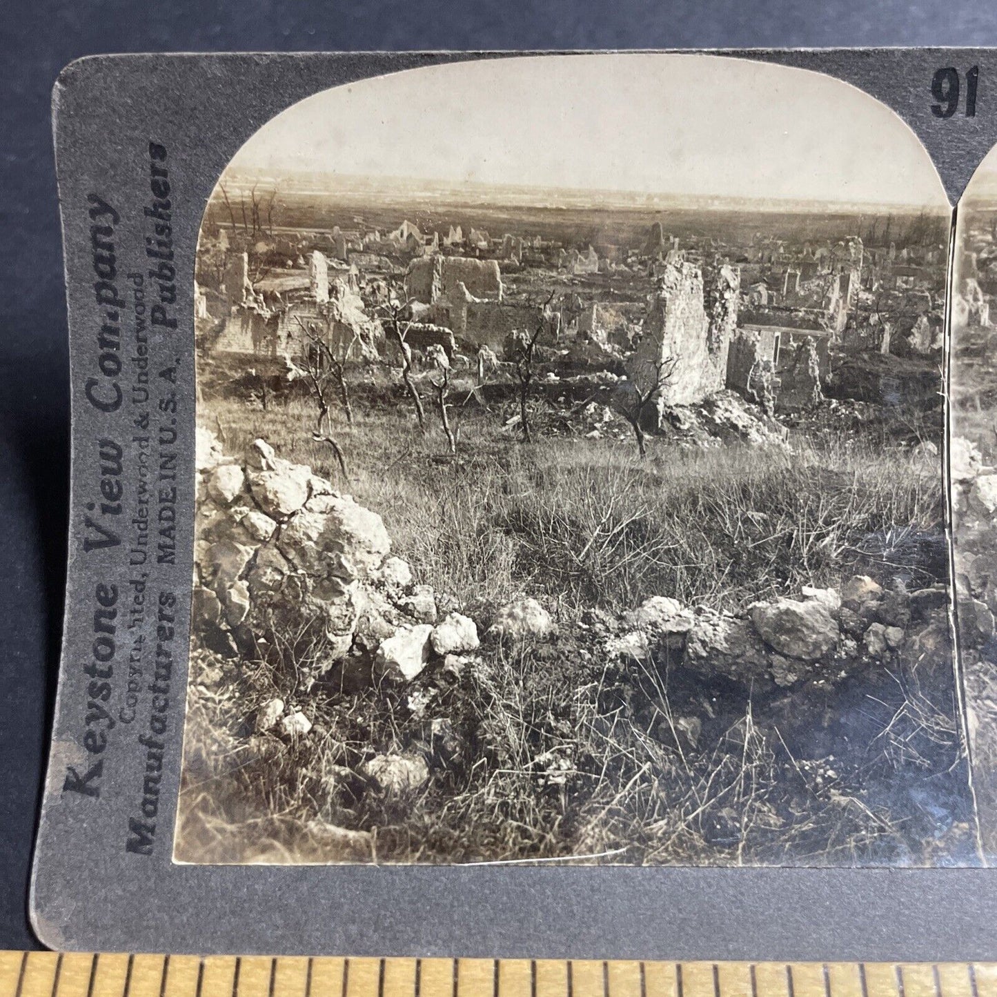 Antique 1917 Chateau De Coucy Destroyed By Germans Stereoview Photo Card P4969