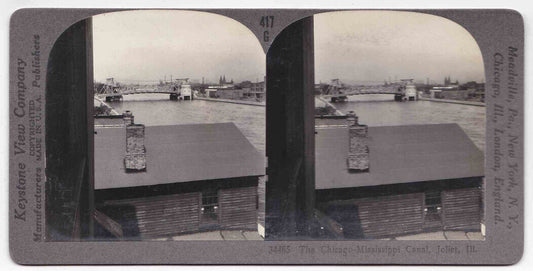 Antique 1918 Chicago-Mississippi Canal Joliet, Illinois USA Photo Card P111