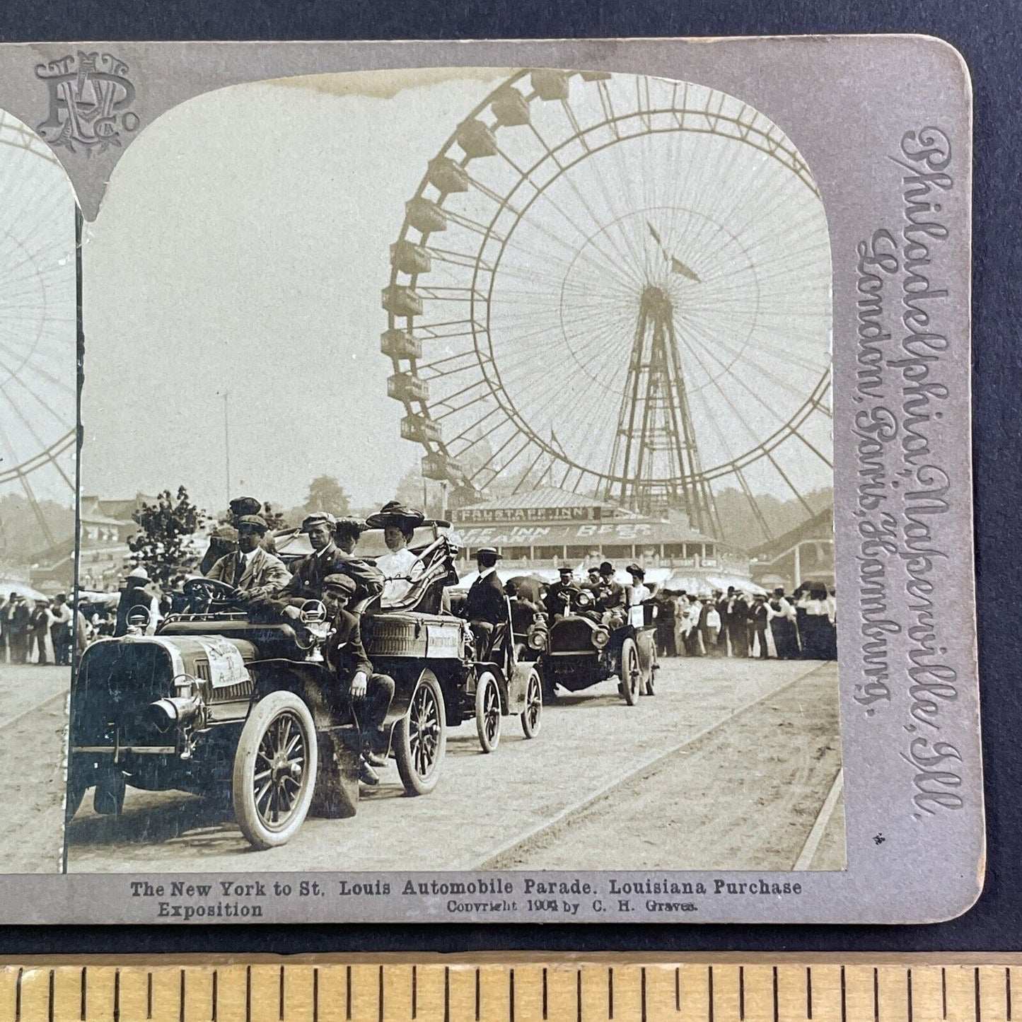 St. Louis AAA Automobile Parade To New York Stereoview Antique c1904 X4079