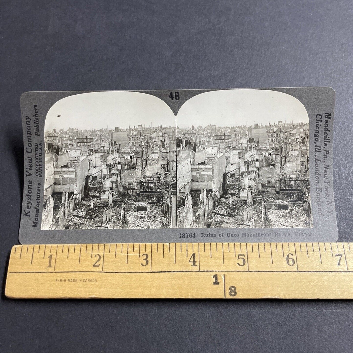 Antique 1918 Reims France Bombed To Nothing But Ruin Stereoview Photo Card P5066