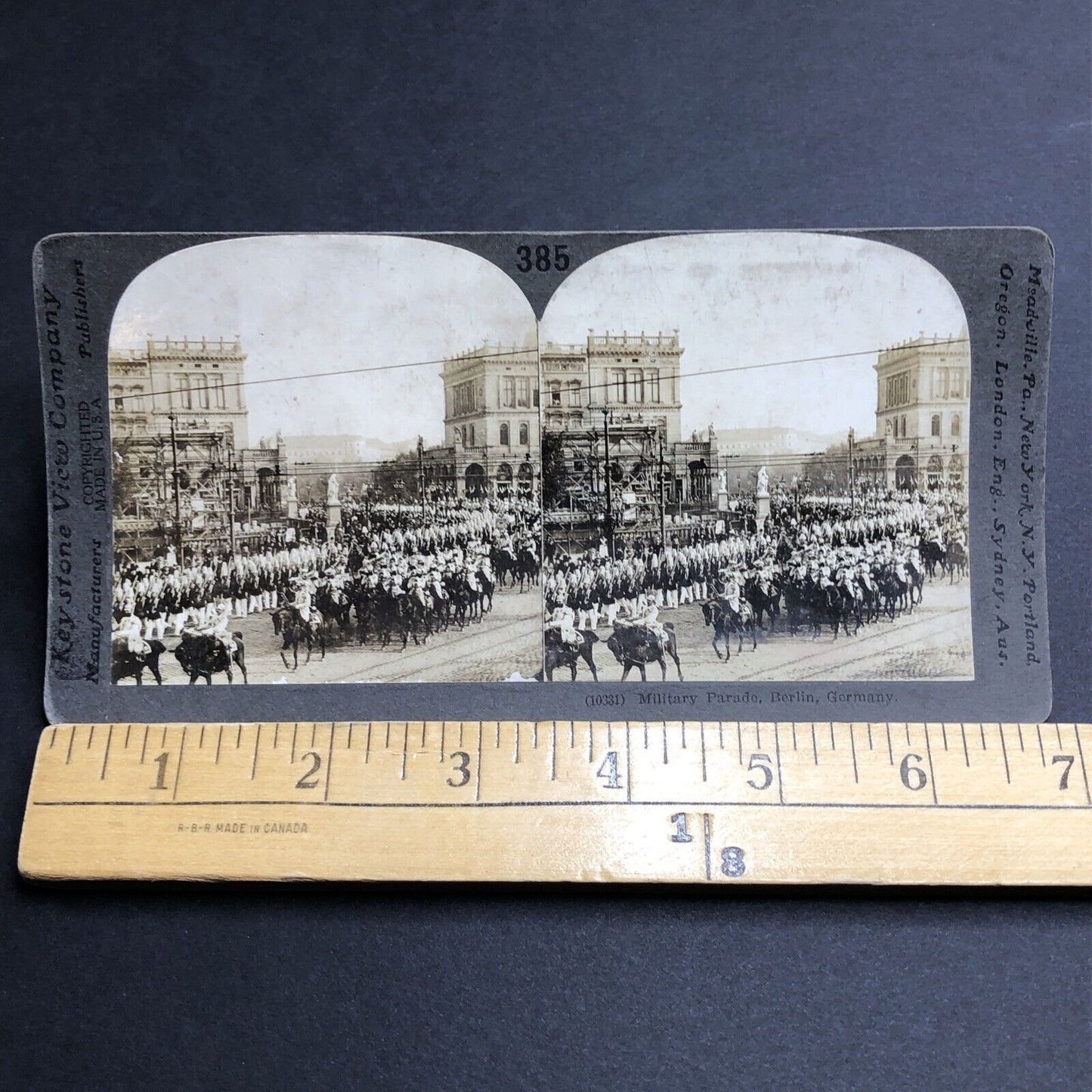 Antique 1915 German Military Parade Berlin Germany Stereoview Photo Card P2008