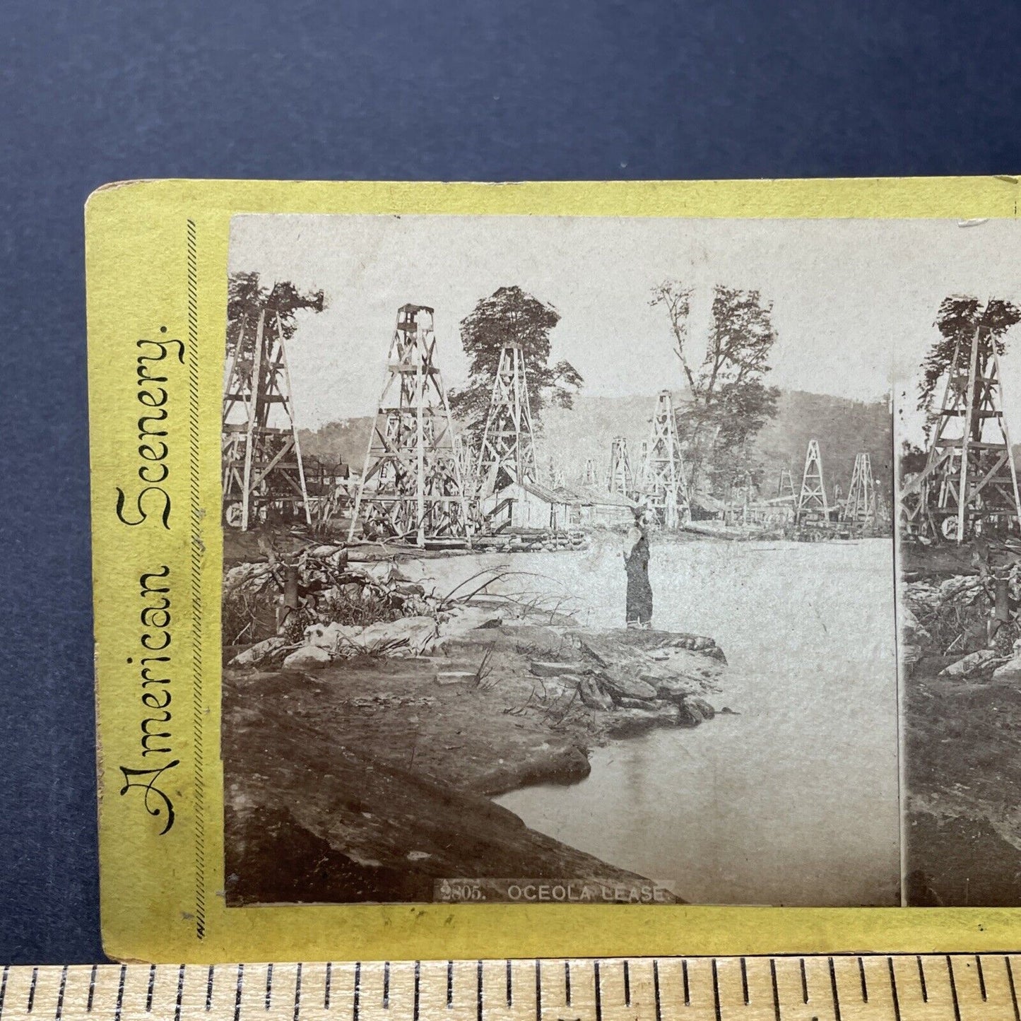 Antique 1860s Titusville Pennsylvania Oil Rush Stereoview Photo Card P2289