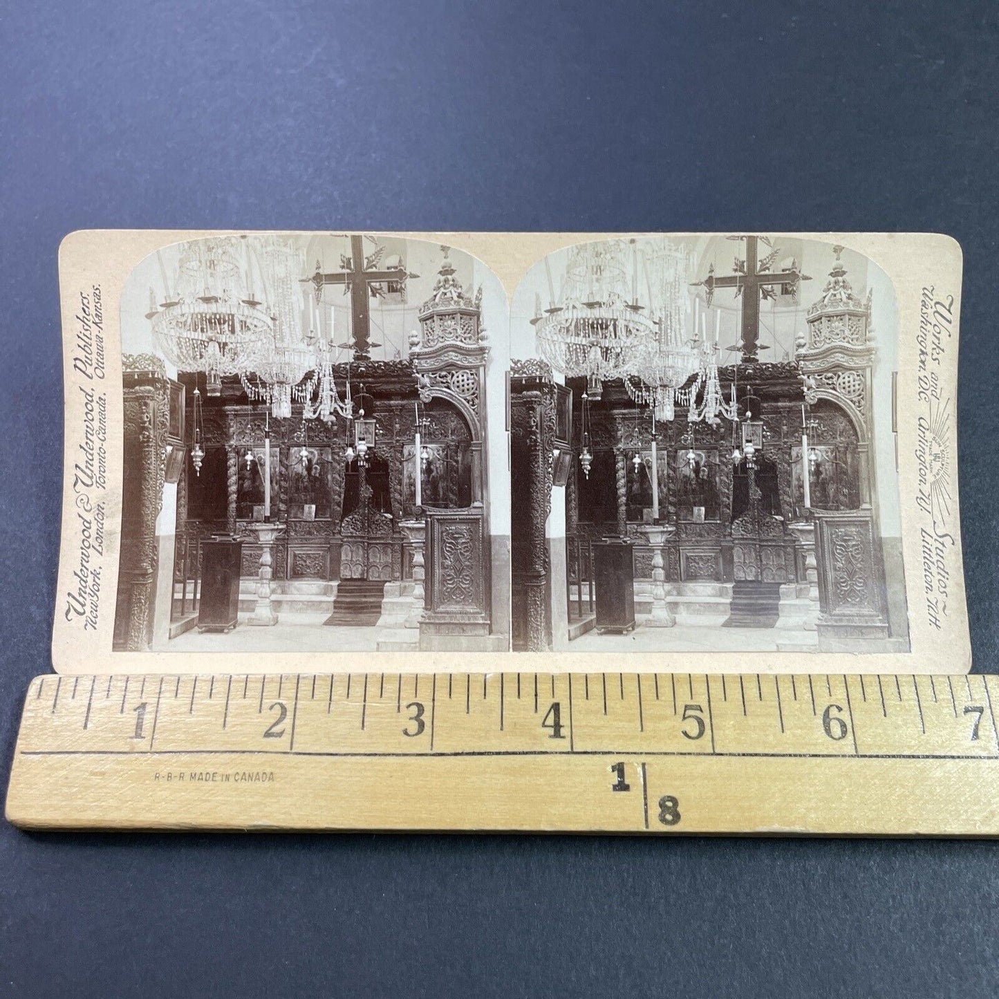 Antique 1890s Greek Orthodox Church Nazareth Israel Stereoview Photo Card P3771