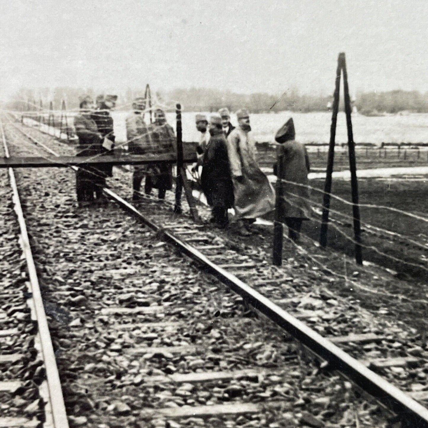 Antique 1916 German Defenses On The Railroad WW1 Stereoview Photo Card P3049