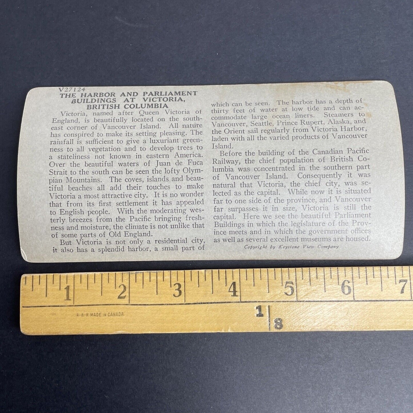 Antique 1928 Harbour Parliament Buildings Victoria BC Stereoview Photo Card P897