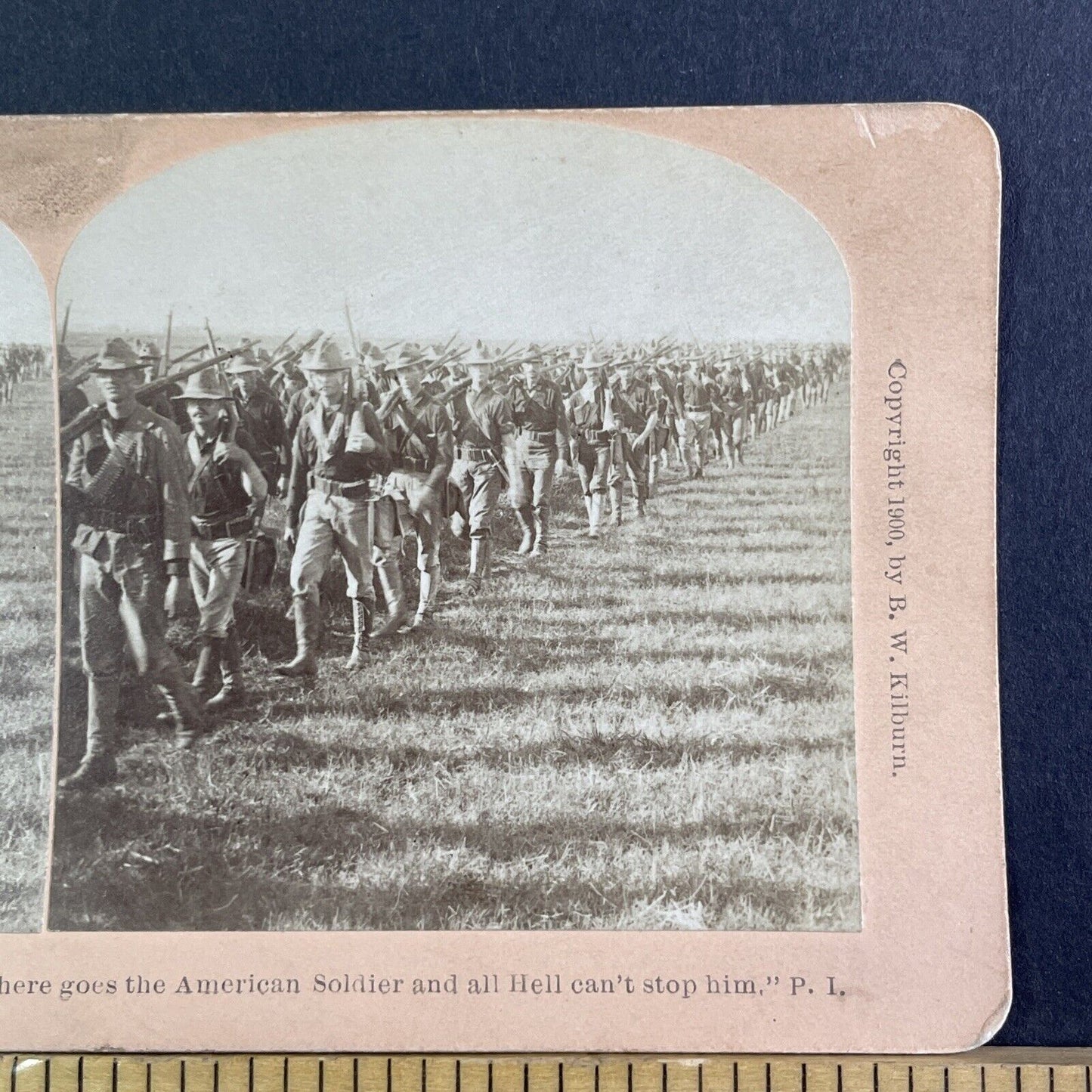 United States Infantry Army MArching To Orders Stereoview Antique c1900 X3533