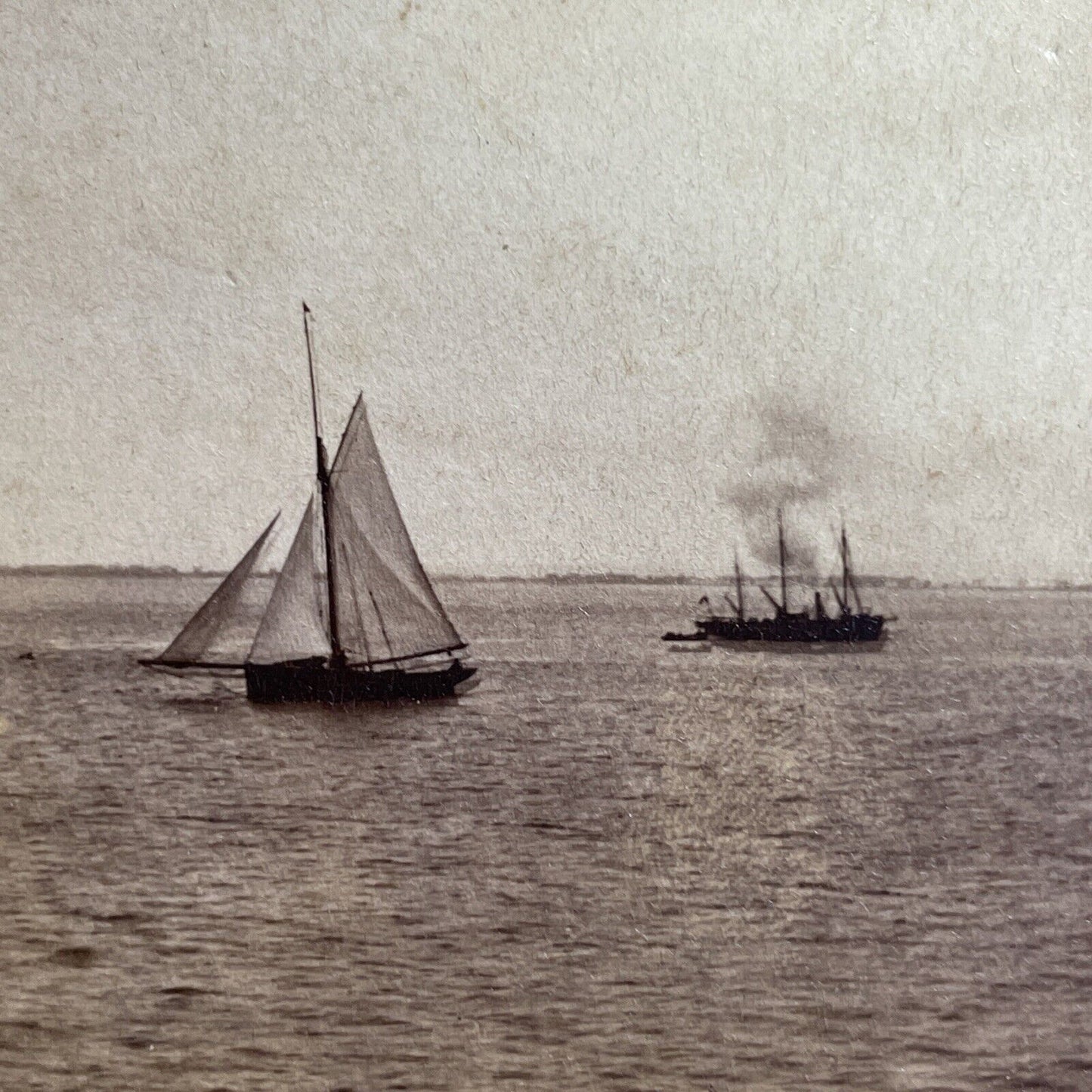 Antique 1860s Fishing Boats Isle Of Wight UK Stereoview Photo Card P1416