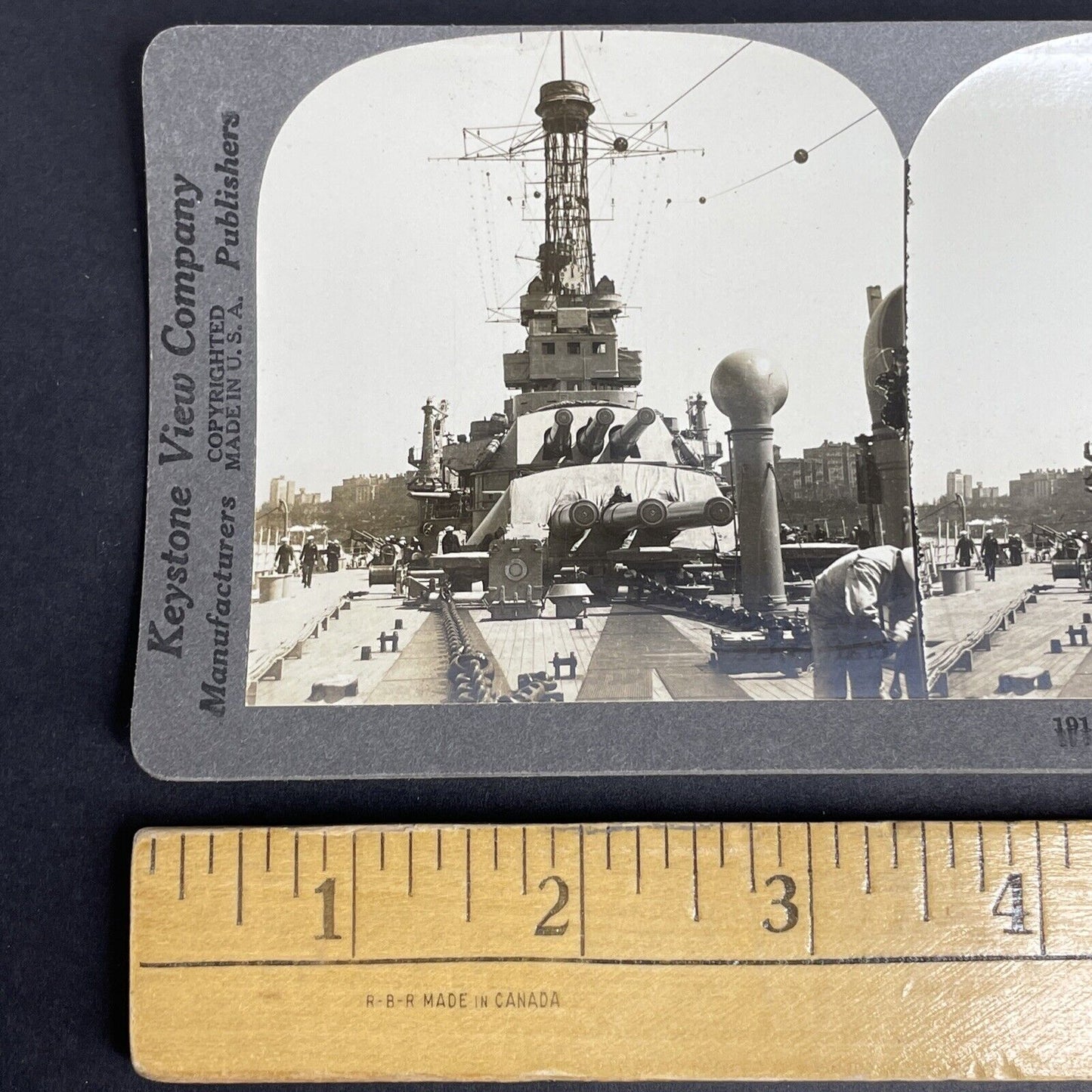 Antique 1918 U.S. Battleship Pennsylvania Naval Ship Stereoview Photo Card P907