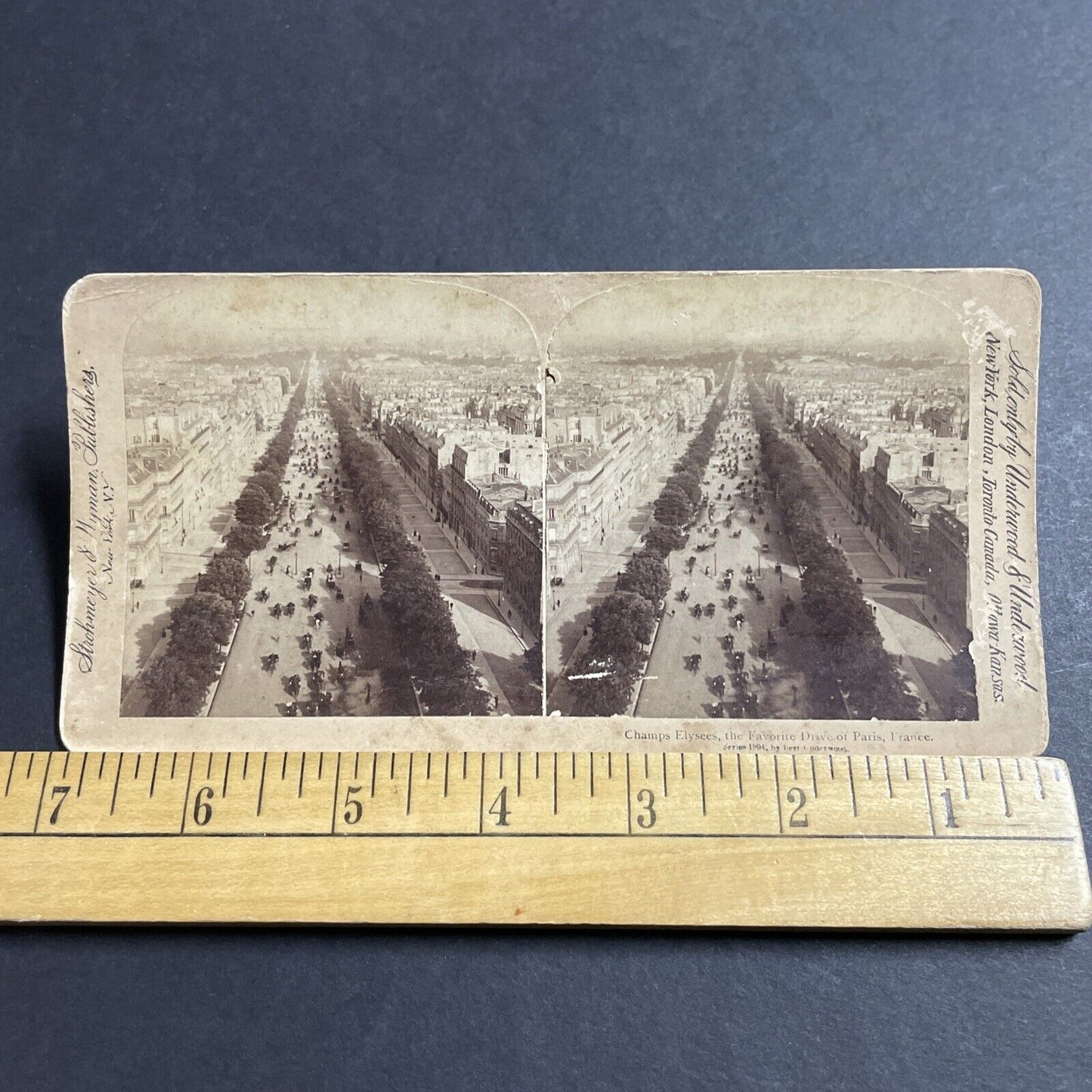 Antique 1894 The Main Street In Paris France Stereoview Photo Card P4958