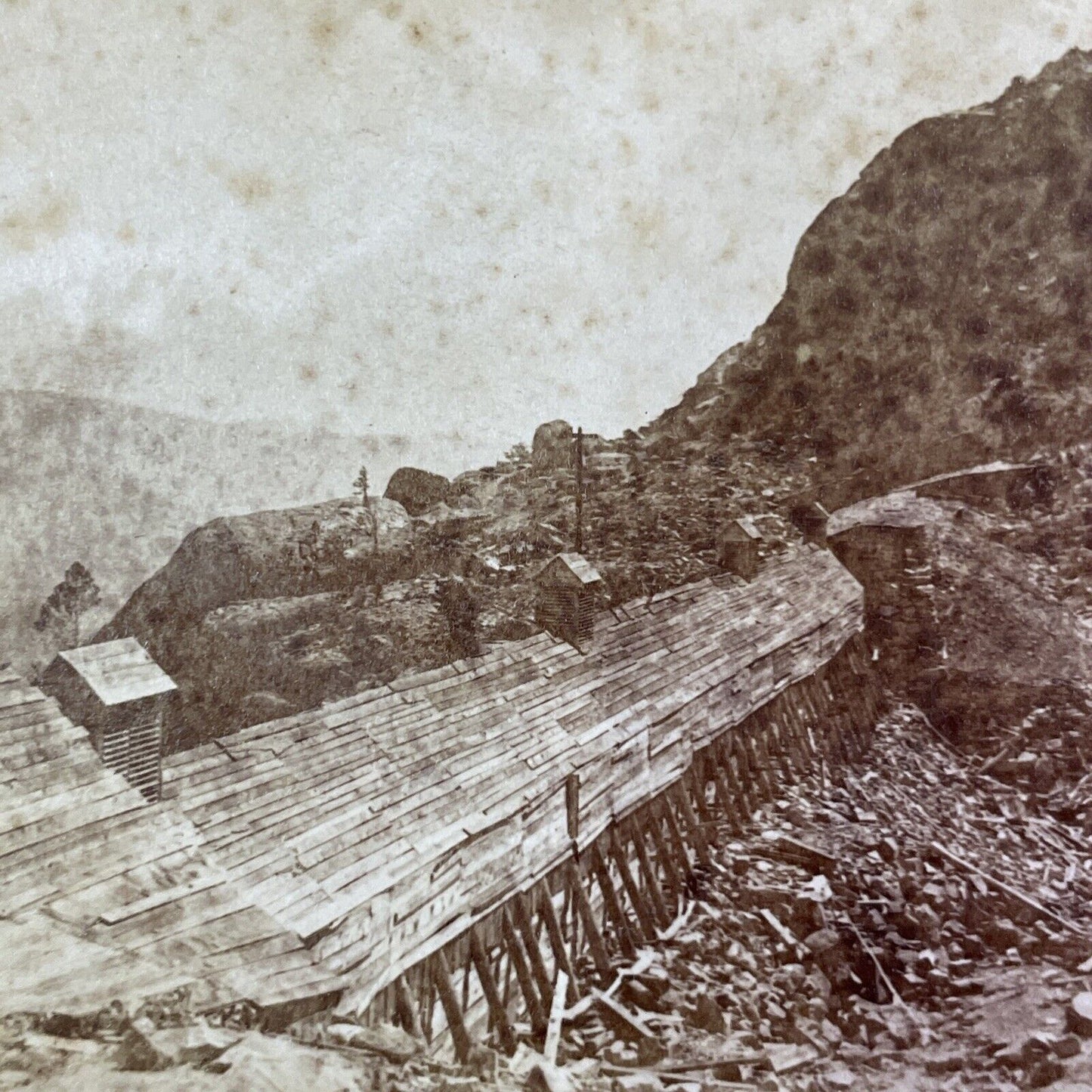 Donner Summit Snow Sheds California Stereoview C.L. Pond c1870 Y2548