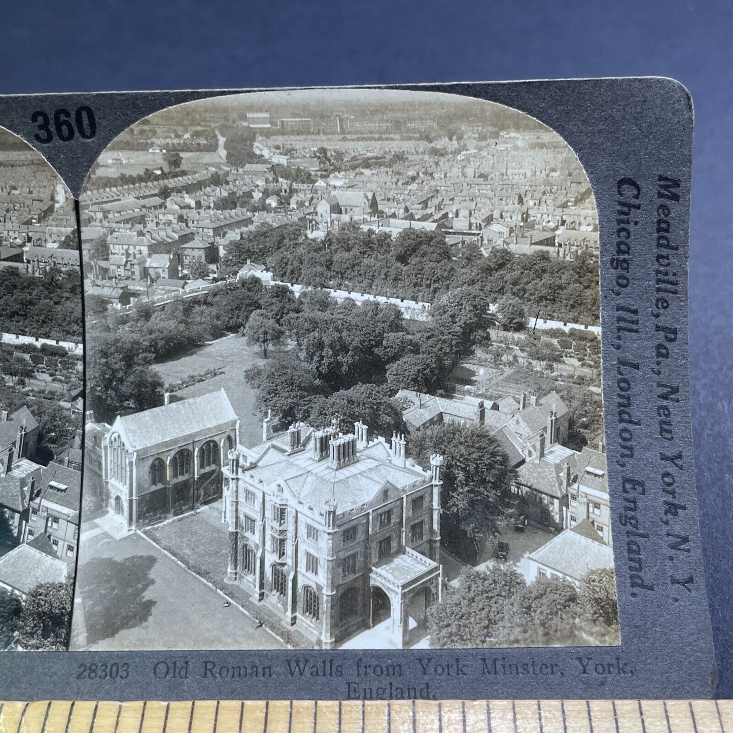 Antique 1920s Roman Walls In City Of York England Stereoview Photo Card P1934