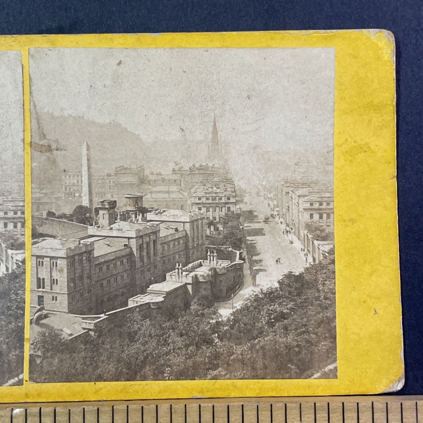 Edinburgh Scotland City View Stereoview Archibald Burns Antique c1860 X2591