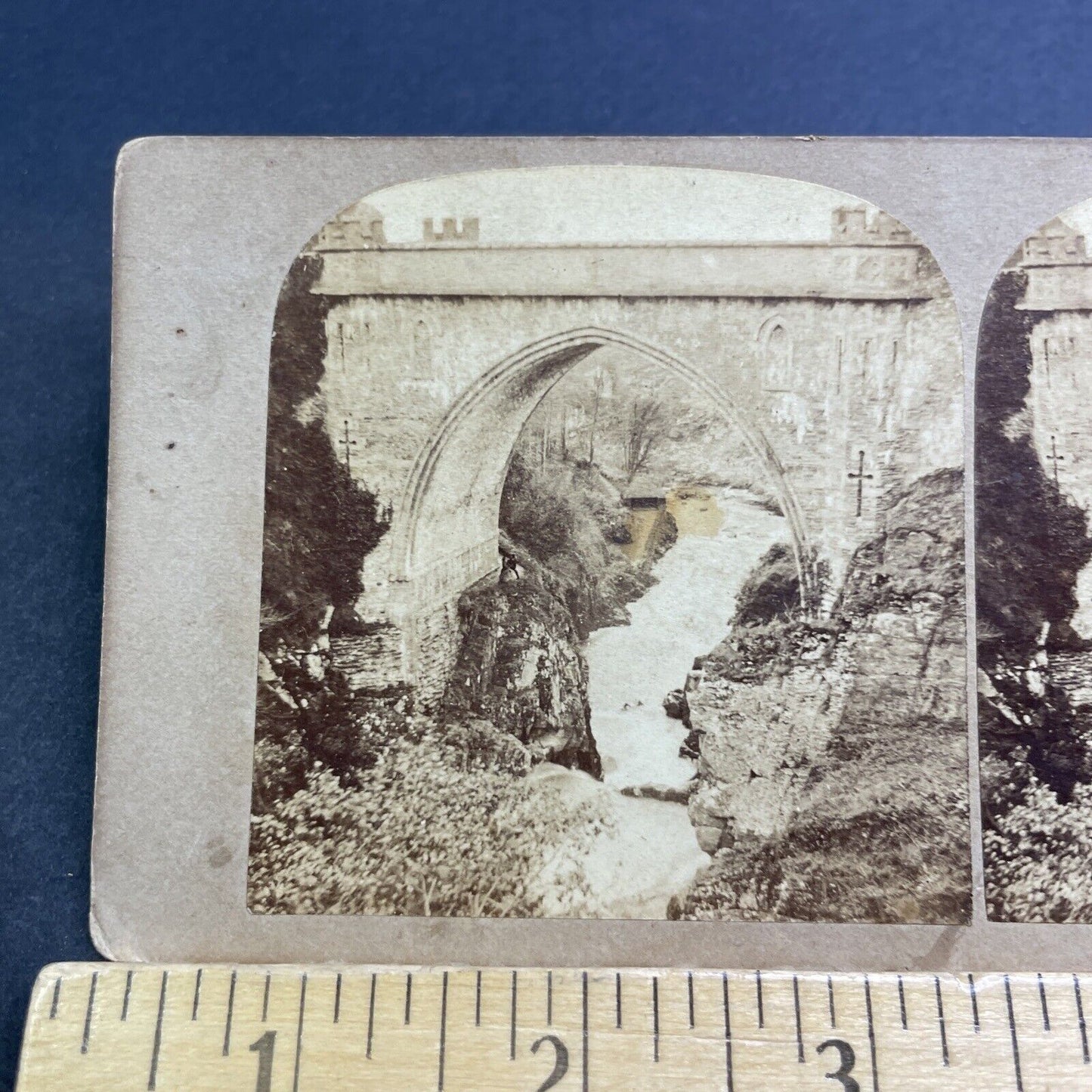 Antique 1860s Poulaphouca Pollaphuca Bridge Ireland Stereoview Photo Card V542