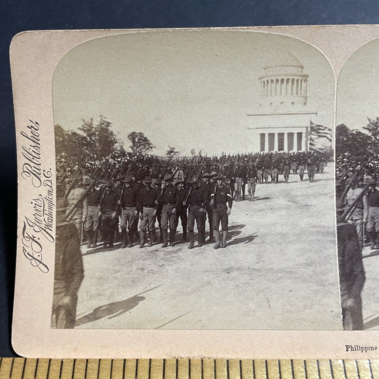 Antique 1899 US Army Marching In Manhattan New York Stereoview Photo Card P4941