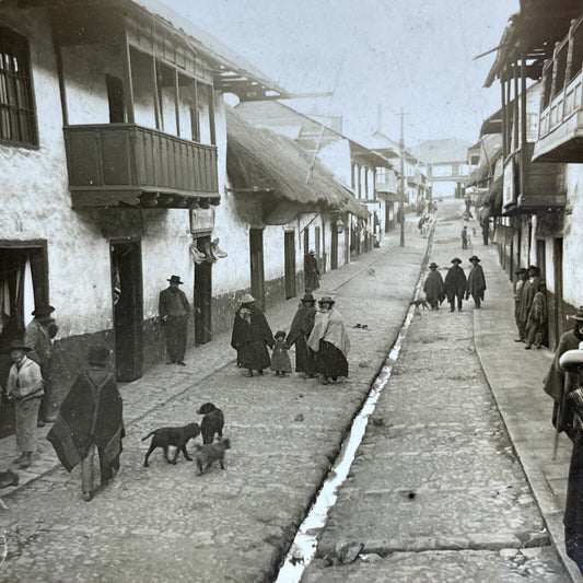 Antique 1920s City Of Cerro De Pasco Peru Andes Stereoview Photo Card P2040