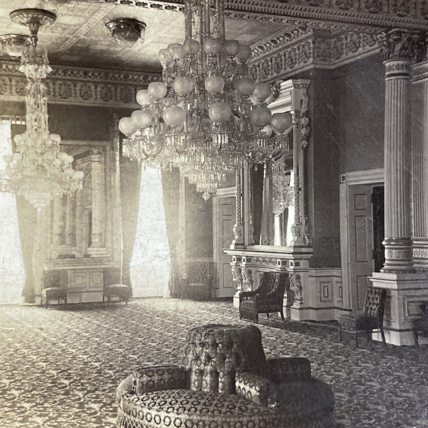 Antique 1900 East Room The White House Washington DC Stereoview Photo Card P4367