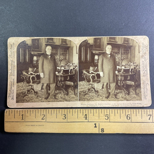 President William McKinley in the White House Stereoview Antique c1900 Y1363