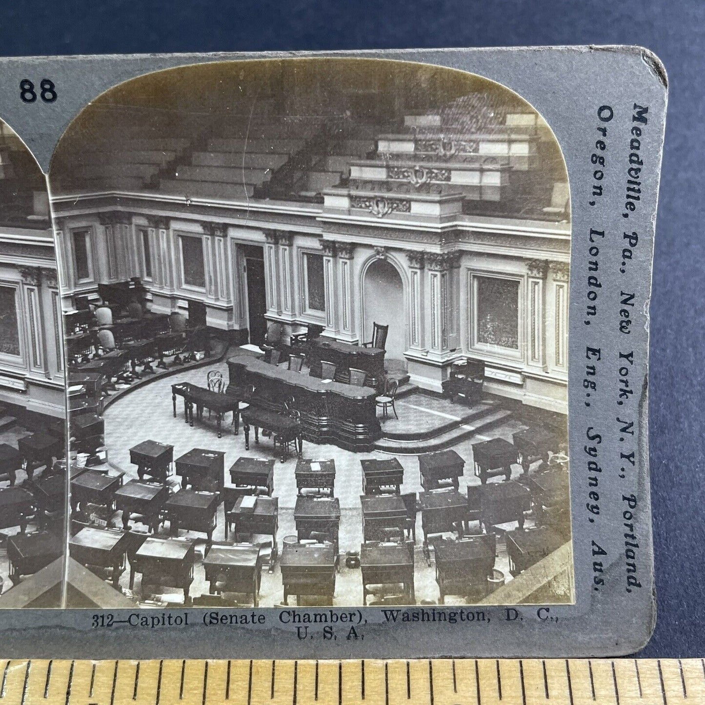 Antique 1903 US Capitol Senate Chamber Washington DC Stereoview Photo Card P2221