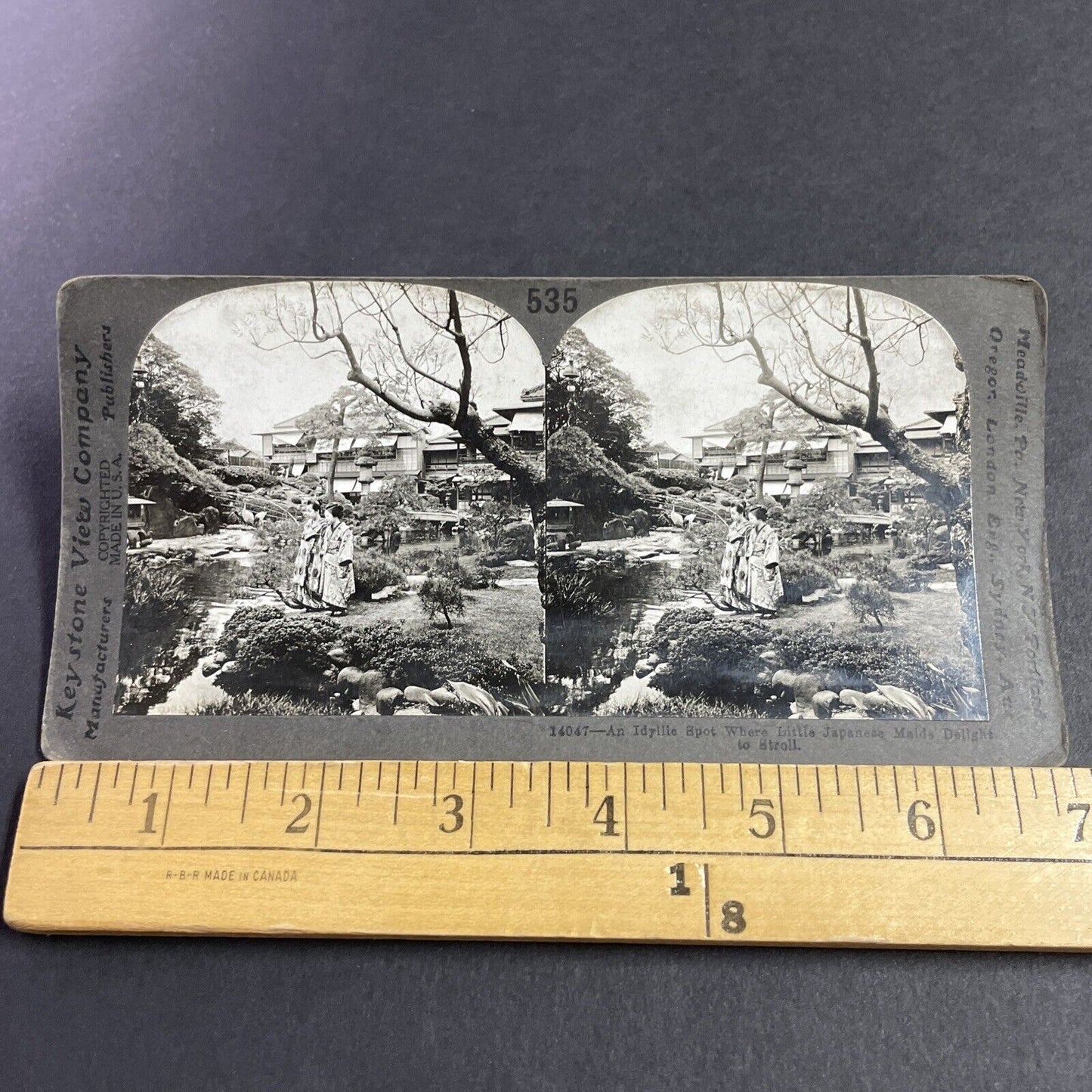 Antique 1910s Japanese Geishas Near Temple Japan Stereoview Photo Card P3624