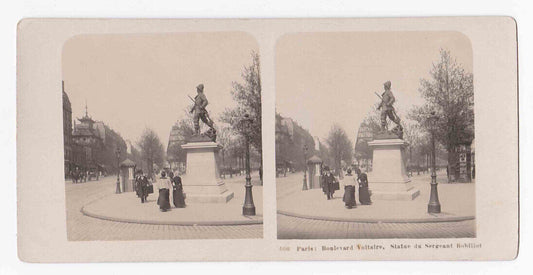 1903 Sergeant Jules Bobillot Statue, Boulevard Voltaire, Paris Stereo Card P344