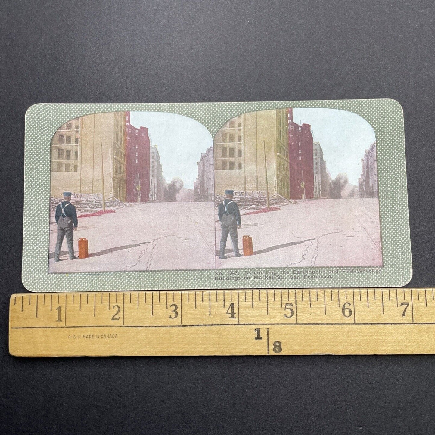 Antique 1910s San Francisco Earthquake Dynamite Stereoview Photo Card 2300-46