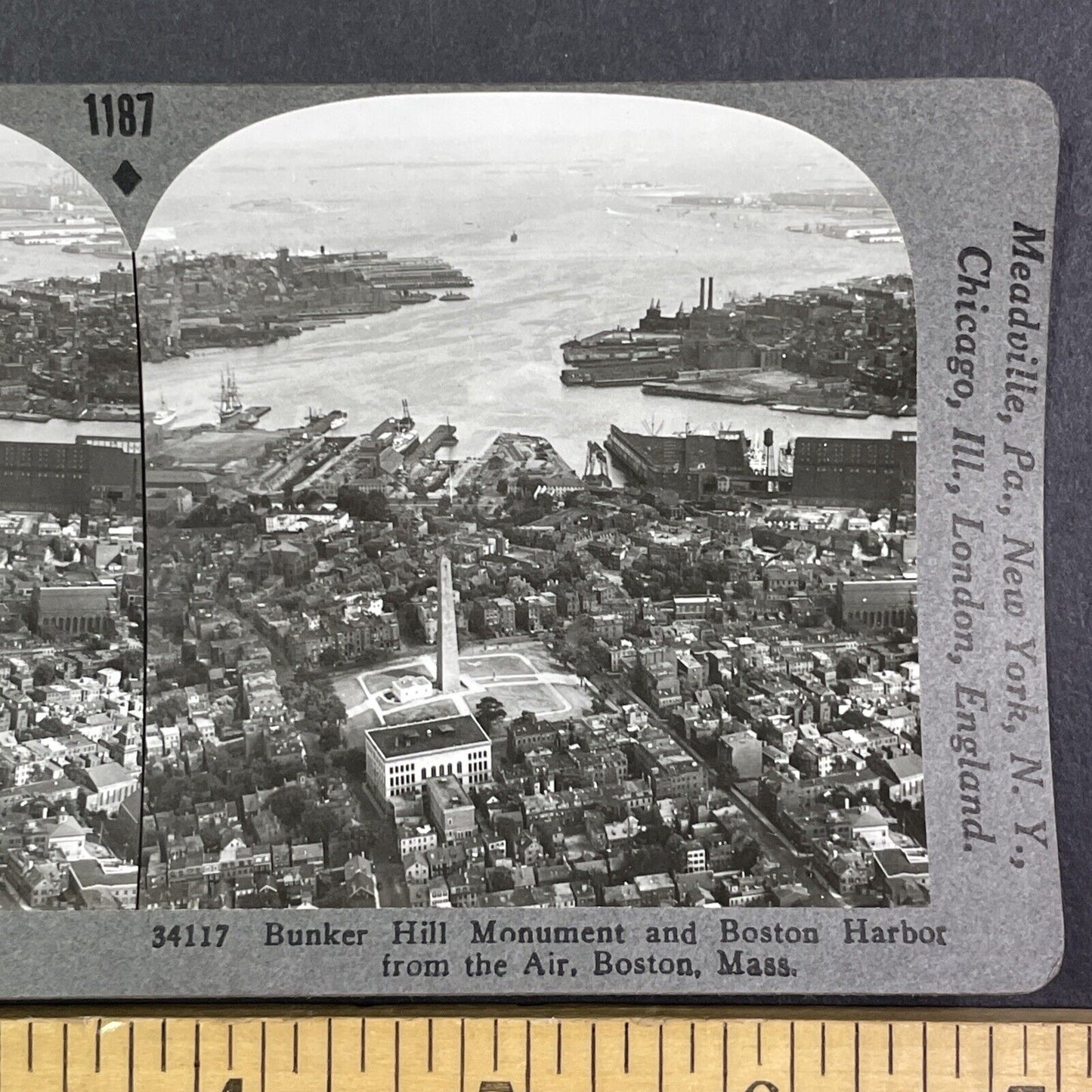 Bunker Hill Monument Boston Massachusetts Stereoview Antique c1920s Y1138