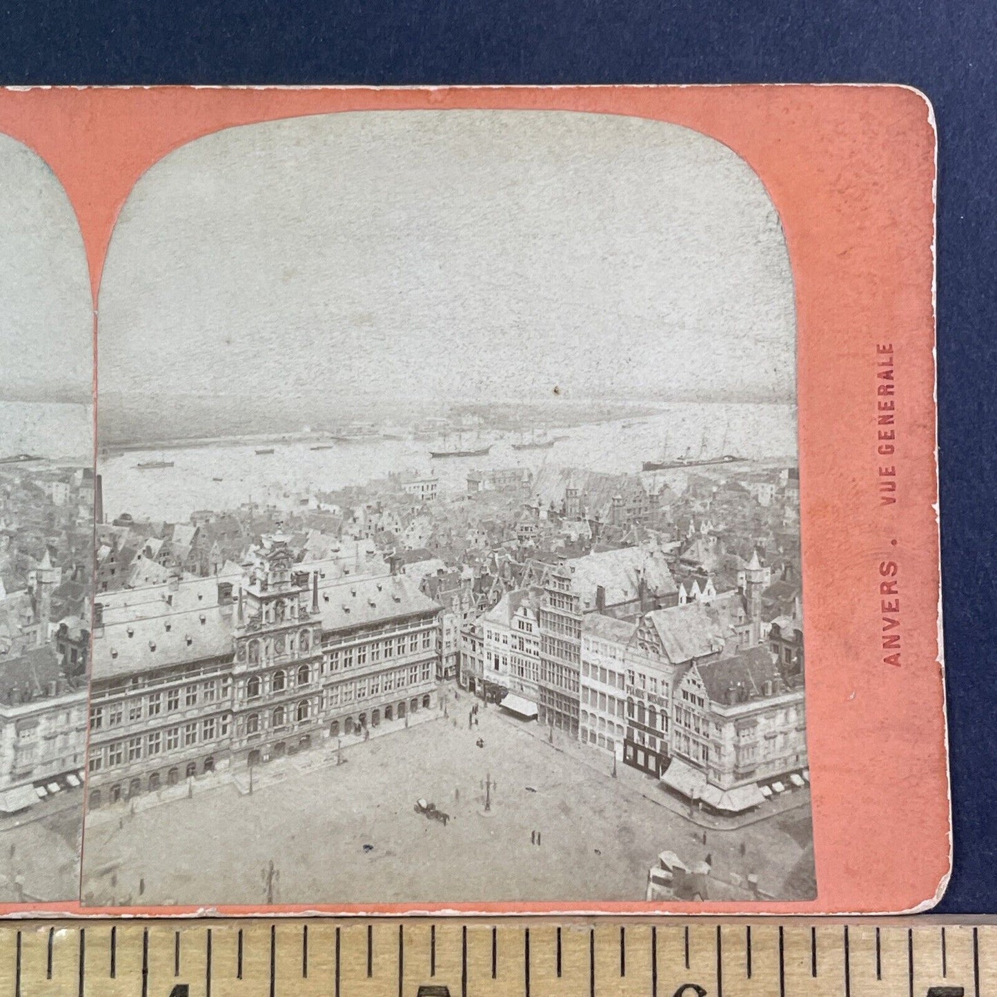 Antwerp Belgium City View Stereoview Antwerpen Antique c1868 X1592