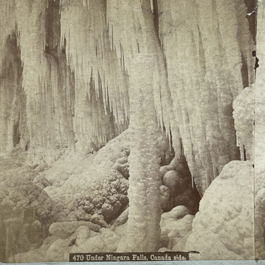 Antique 1880s Niagara Falls Frozen Ontario Canada Stereoview Photo Card P1854