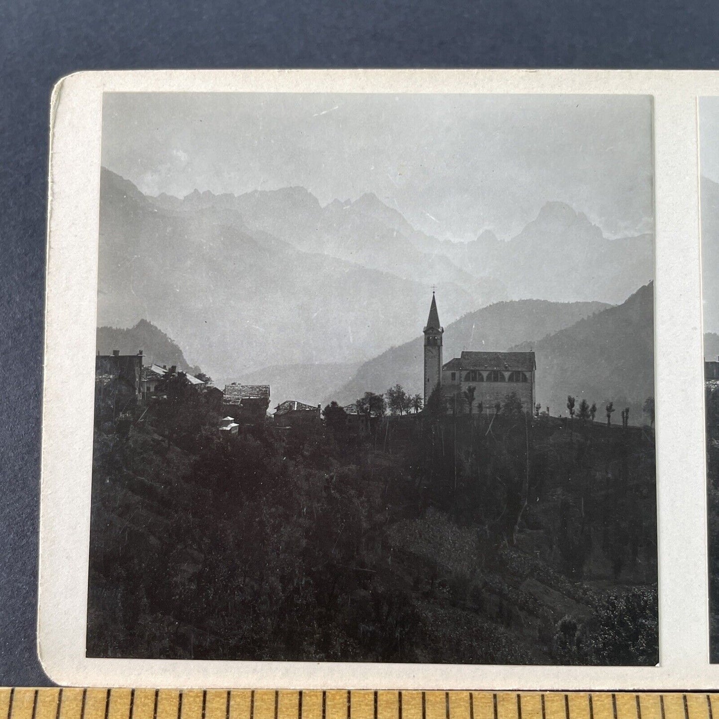 Antique 1925 Church In South Tyrol Italy OOAK Stereoview Photo Card P3247