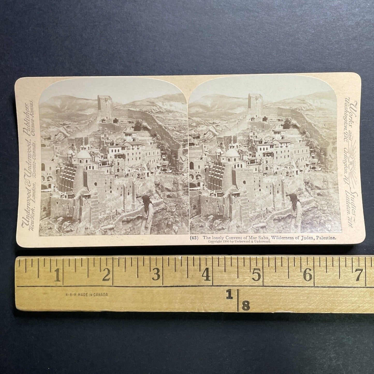 Antique 1900 The Covenant Of Mar Saba Israel Palesti Stereoview Photo Card P1334