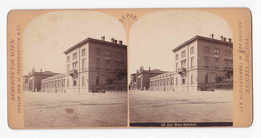 Antique 1860s West Bahnhof Westbahnhof Train Station Vienna Stereo Card P256