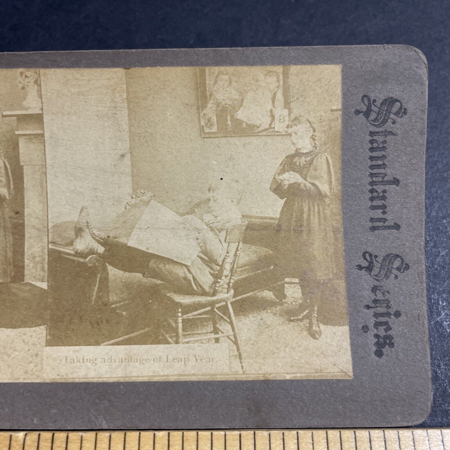 Antique 1870s Boy Puts His Feet Up On Table Stereoview Photo Card P4688