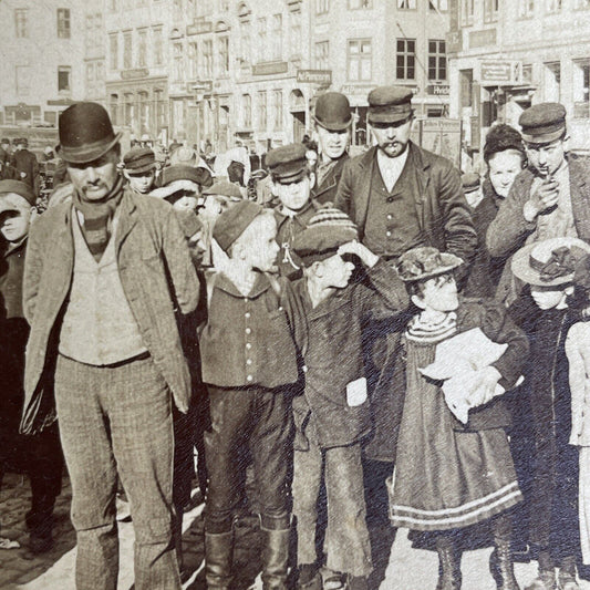 Antique 1896 People In Copenhagen Denmark Stereoview Photo Card PC810