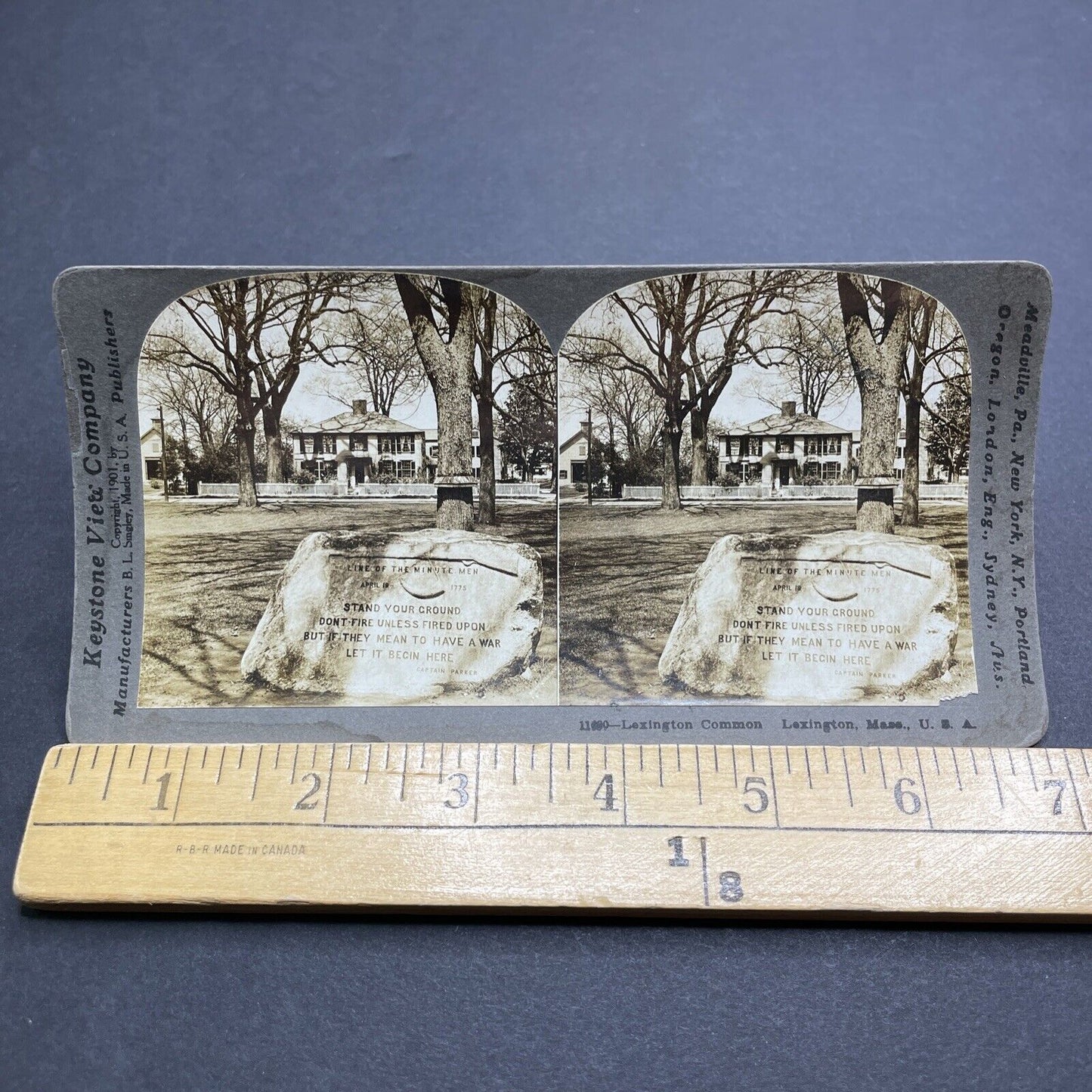 Antique 1901 Minute Men Memorial Lexington Mass. Stereoview Photo Card P2064