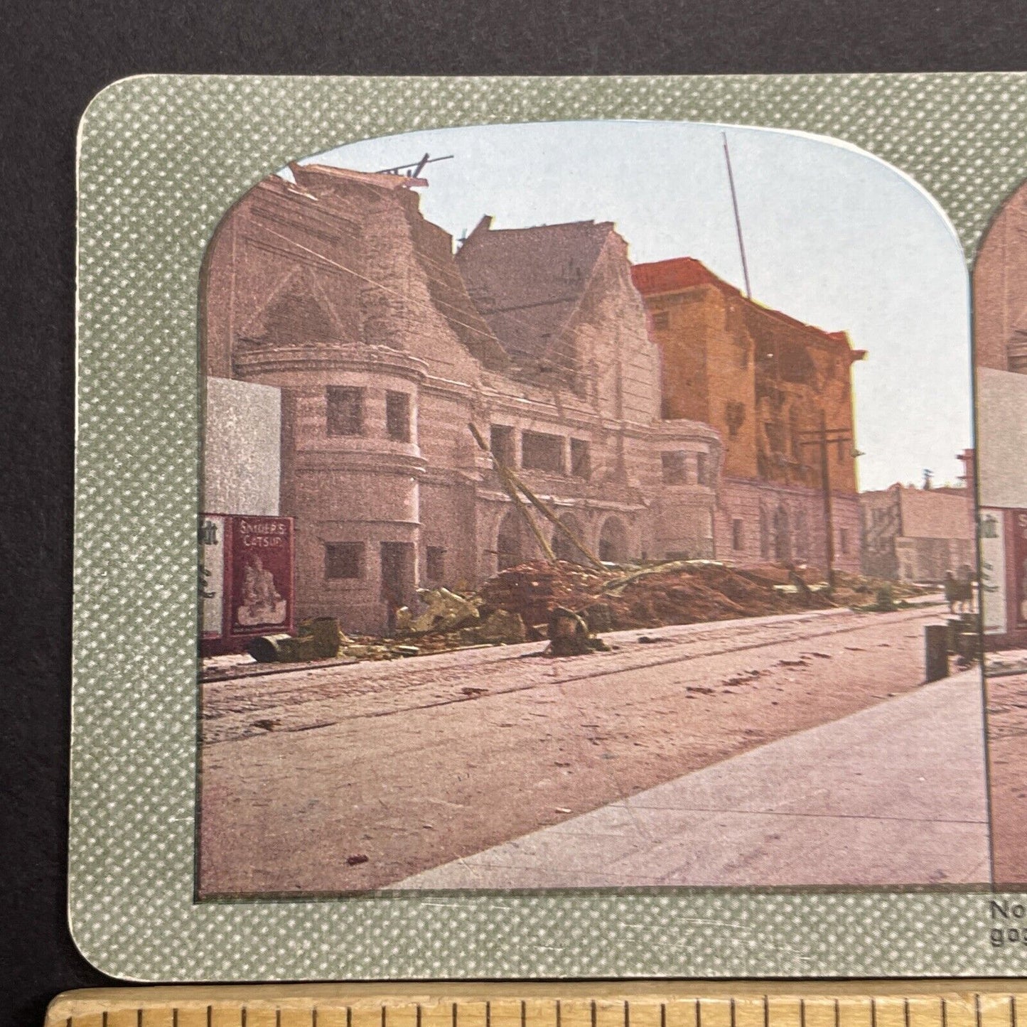 Antique 1910s San Francisco Earthquake Freemasons Stereoview Photo Card 2300-56