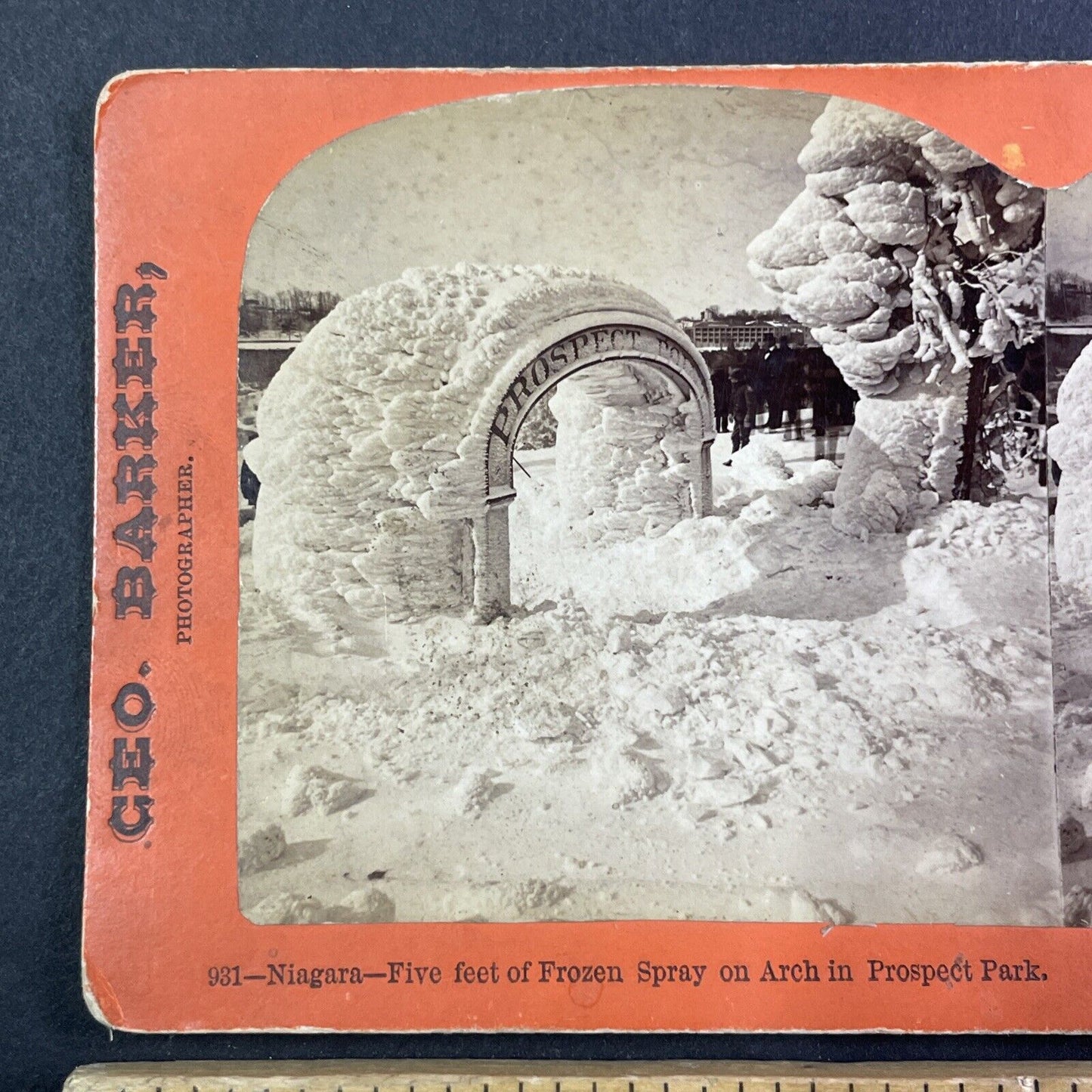 Prospect Park Arch Niagara Falls New York Stereoview George Barker c1875 Y1736