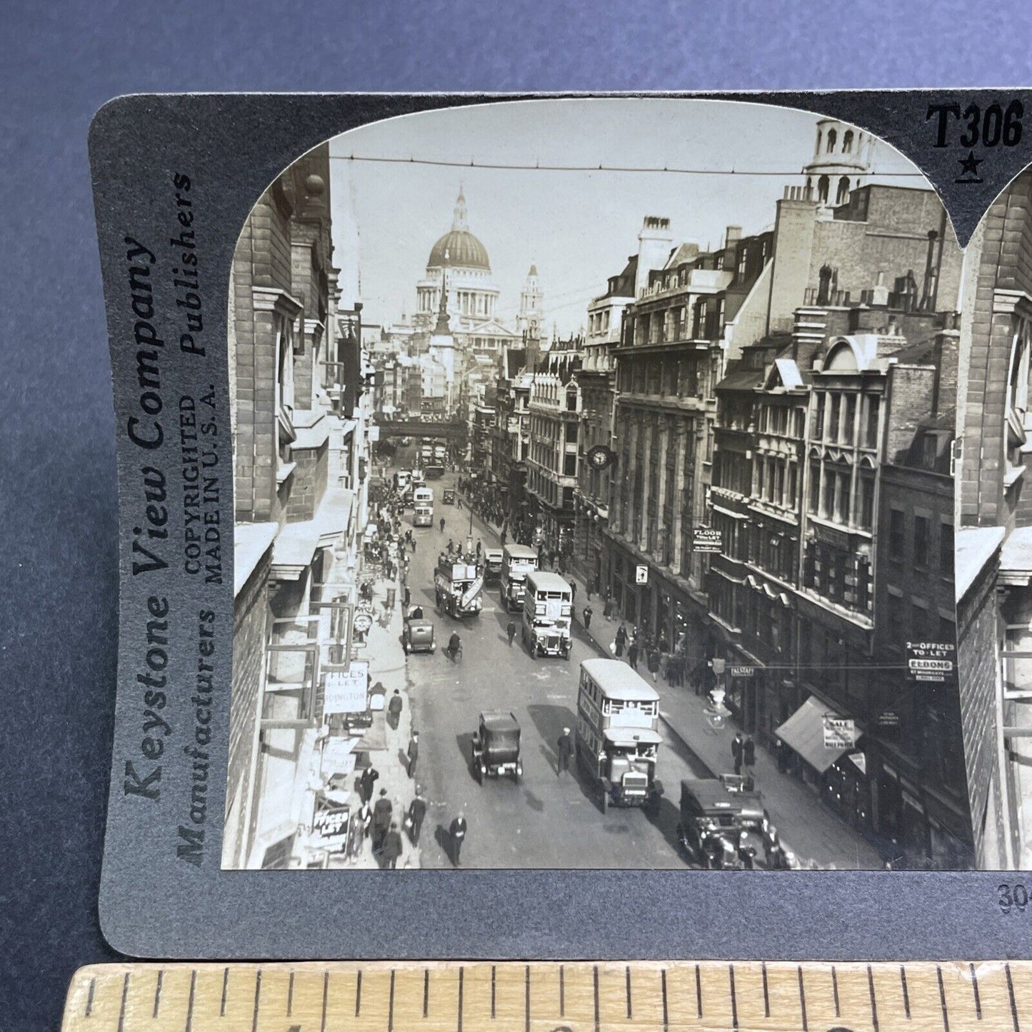 Antique 1920s Fleet Street London England Stereoview Photo Card V2851