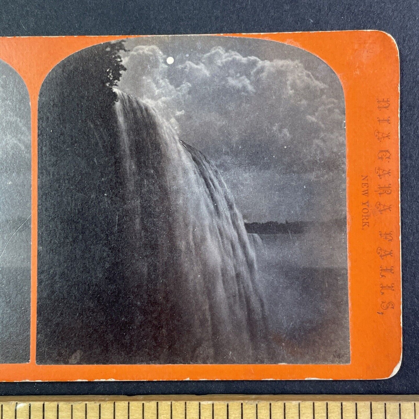 Niagara Falls U.S.A. Side at Night Stereoview G.E. Curtis Antique c1870s Y2853