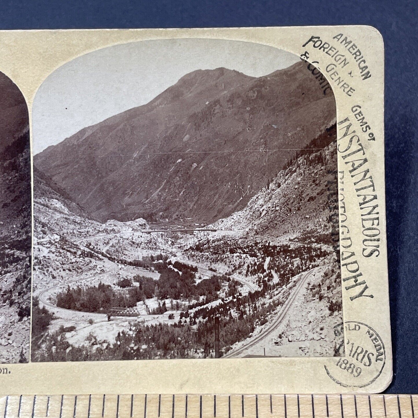 Antique 1889 Clear Creek Canyon Colorado Stereoview Photo Card V2124