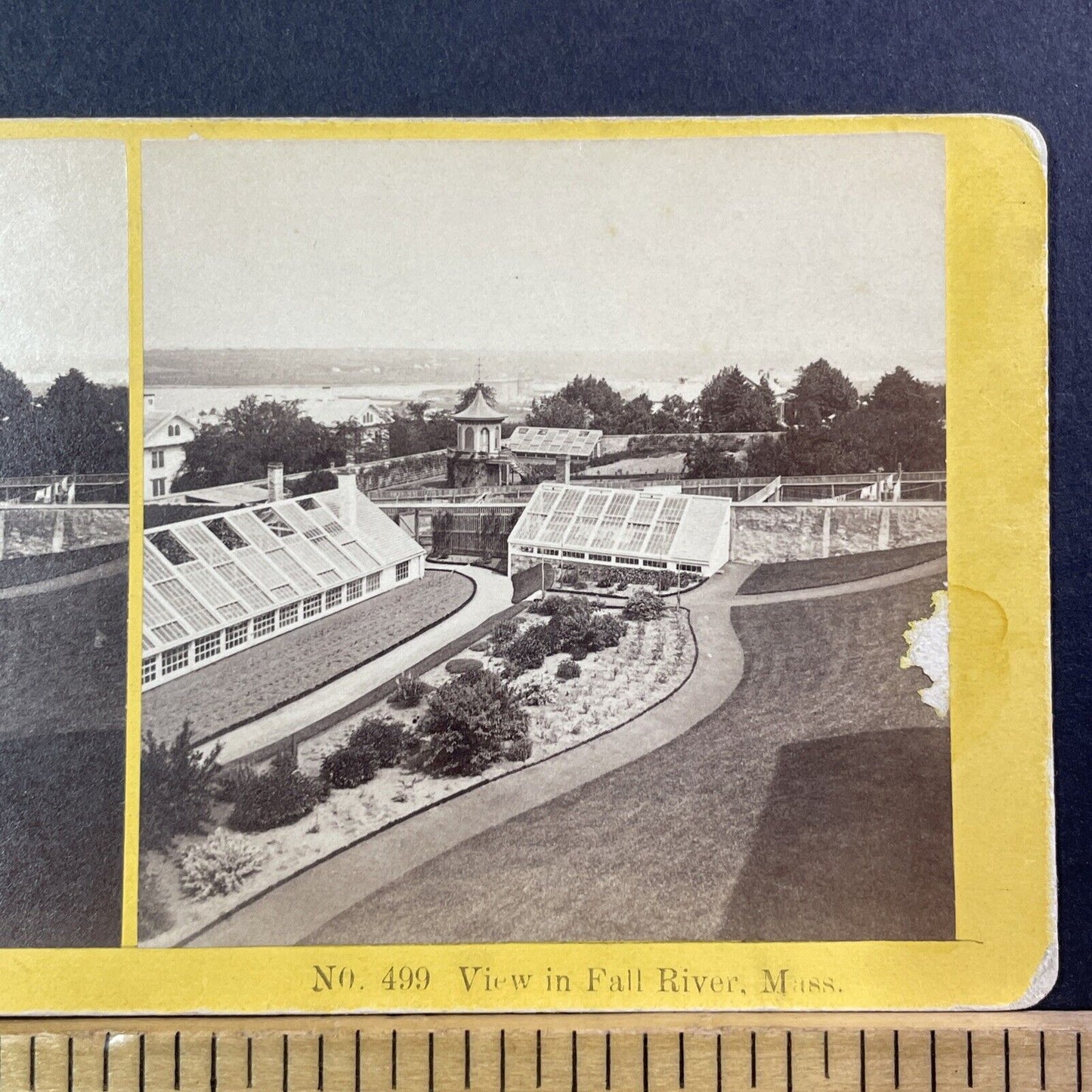 Fall River Massachusetts Stereoview Photo Card BW Kilburn Antique c1872 X983