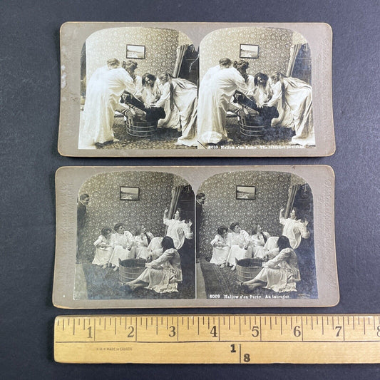 Lot of 2 Halloween Series 6009 & 6010 Stereoview C.H. Graves c1899 Y1232