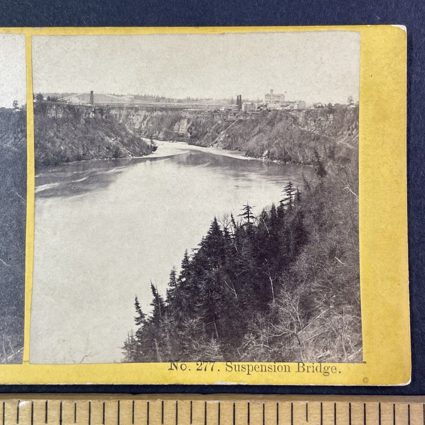 Niagara Gorge from Queenston Heights Stereoview Antique c1870s Y1871